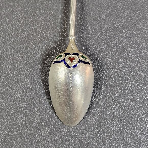 Vtg Spaulding & Co Spoon Enamel 950 Demitasse Art Nouveau Cottage Academia Goth - Picture 5 of 9